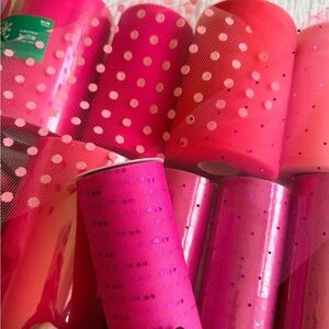 Hot Pink Polka Dot Tulle Roll - Unbranded Party Decoration